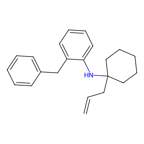 2-benzyl-N-[1-(prop-2-en-1-yl)cyclohexyl]aniline structure