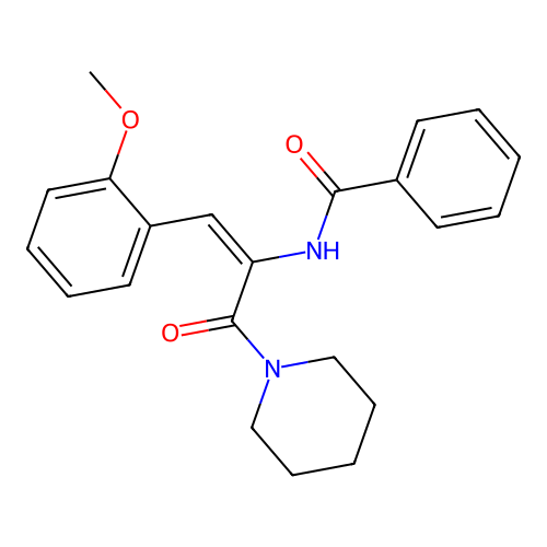 N-[(1E)-1-(2-methoxyphenyl)-3-oxo-3-(piperidin-1-yl)prop-1-en-2-yl]benzamide structure