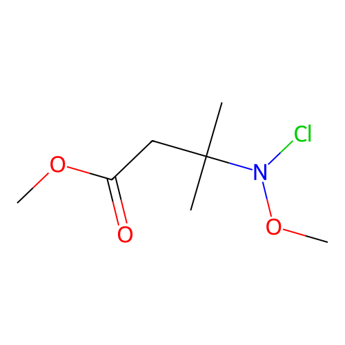 Methyl 3-methyl-3-(methoxy-chloro)amino-butanoate structure