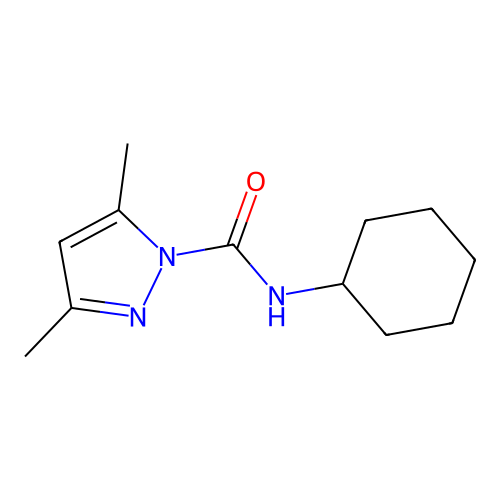 N-cyclohexyl-3,5-dimethyl-1H-pyrazole-1-carboxamide structure