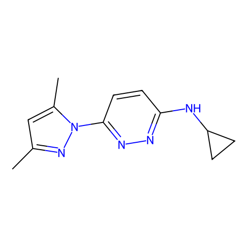3-Pyridazinamine, N-cyclopropyl-6-(3,5-dimethyl-1H-pyrazol-1-yl)- structure