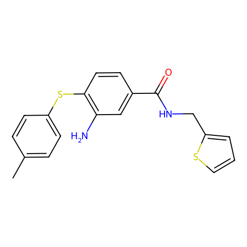 3-Amino-4-[(4-methylphenyl)sulfanyl]-N-[(thiophen-2-YL)methyl]benzamide structure