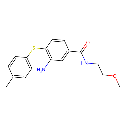 3-amino-N-(2-methoxyethyl)-4-(4-methylphenyl)sulfanylbenzamide structure