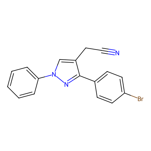2-[3-(4-Bromophenyl)-1-phenylpyrazol-4-yl]acetonitrile structure