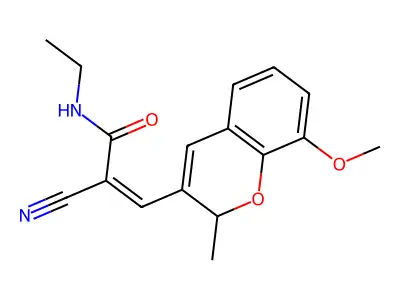 2-cyano-N-ethyl-3-(8-methoxy-2-methyl-2H-chromen-3-yl)prop-2-enamide structure