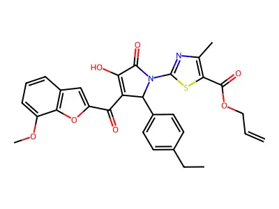 Prop-2-en-1-yl 2-[2-(4-ethylphenyl)-4-hydroxy-3-(7-methoxy-1-benzofuran-2-carbonyl)-5-oxo-2,5-dihydro-1H-pyrrol-1-yl]-4-methyl-1,3-thiazole-5-carboxylate structure