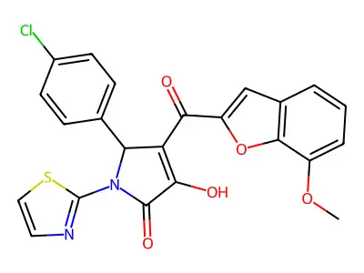 5-(4-Chlorophenyl)-3-hydroxy-4-(7-methoxy-1-benzofuran-2-carbonyl)-1-(1,3-thiazol-2-yl)-1,5-dihydro-2H-pyrrol-2-one structure