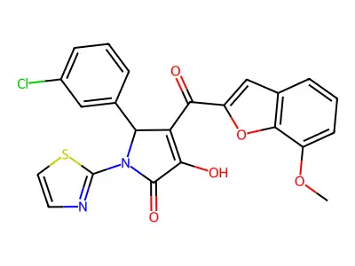 5-(3-Chlorophenyl)-3-hydroxy-4-(7-methoxy-1-benzofuran-2-carbonyl)-1-(1,3-thiazol-2-yl)-1,5-dihydro-2H-pyrrol-2-one structure