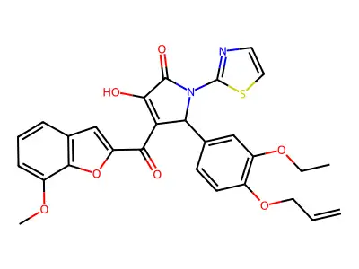 5-{3-Ethoxy-4-[(prop-2-en-1-yl)oxy]phenyl}-3-hydroxy-4-(7-methoxy-1-benzofuran-2-carbonyl)-1-(1,3-thiazol-2-yl)-1,5-dihydro-2H-pyrrol-2-one structure