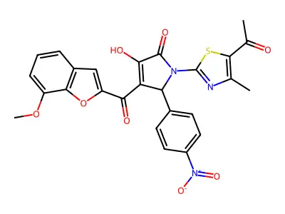 1-(5-Acetyl-4-methyl-1,3-thiazol-2-yl)-3-hydroxy-4-(7-methoxy-1-benzofuran-2-carbonyl)-5-(4-nitrophenyl)-1,5-dihydro-2H-pyrrol-2-one structure