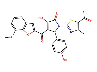 1-(5-acetyl-4-methyl-1,3-thiazol-2-yl)-4-hydroxy-2-(4-hydroxyphenyl)-3-(7-methoxy-1-benzofuran-2-carbonyl)-2H-pyrrol-5-one structure