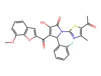 1-(5-Acetyl-4-methyl-1,3-thiazol-2-yl)-5-(2-fluorophenyl)-3-hydroxy-4-(7-methoxy-1-benzofuran-2-carbonyl)-1,5-dihydro-2H-pyrrol-2-one structure