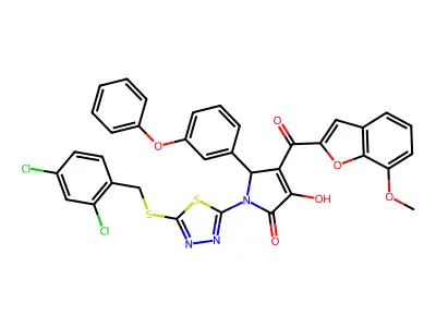 1-(5-{[(2,4-Dichlorophenyl)methyl]sulfanyl}-1,3,4-thiadiazol-2-yl)-3-hydroxy-4-(7-methoxy-1-benzofuran-2-carbonyl)-5-(3-phenoxyphenyl)-1,5-dihydro-2H-pyrrol-2-one structure