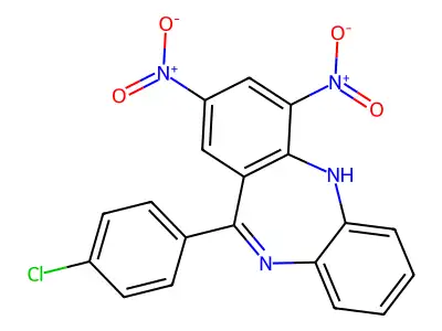 6-(4-chlorophenyl)-8,10-dinitro-11H-benzo[b][1,4]benzodiazepine structure