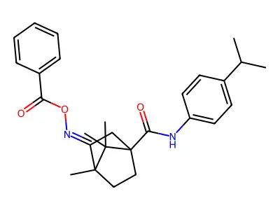 3-[(Benzoyloxy)imino]-4,7,7-trimethyl-N-[4-(propan-2-yl)phenyl]bicyclo[2.2.1]heptane-1-carboxamide structure