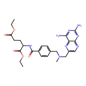 diethyl 2-[[4-[[(2,4-diaminopteridin-6-yl)methyl-methylamino]methyl]benzoyl]amino]pentanedioate structure