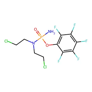 N-[amino-(2,3,4,5,6-pentafluorophenoxy)phosphoryl]-2-chloro-N-(2-chloroethyl)ethanamine structure