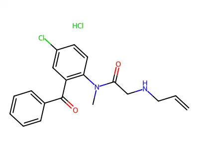 Acetamide, N-(2-benzoyl-4-chlorophenyl)-N-methyl-2-(2-propenylamino)-, monohydrochloride structure