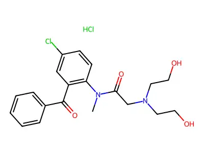 Acetamide, N-(2-benzoyl-4-chlorophenyl)-2-(bis(2-hydroxyethyl)amino)-N-methyl-, monohydrochloride structure