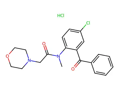 4-Morpholineacetamide, N-(2-benzoyl-4-chlorophenyl)-N-methyl-, monohydrochloride structure