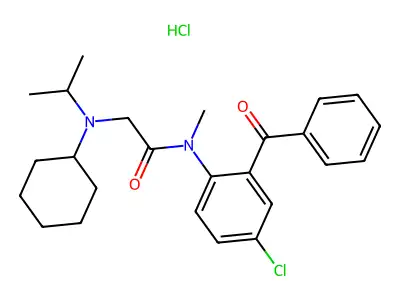 Acetamide, N-(2-benzoyl-4-chlorophenyl)-2-(cyclohexyl(1-methylethyl)amino)-N-methyl-, monohydrochloride structure