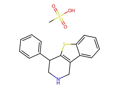 (1)Benzothieno(3,2-c)pyridine, 1,2,3,4-tetrahydro-4-phenyl-, methanesulfonate structure