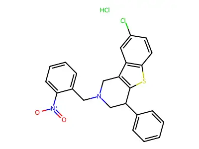 8-Chloro-2-o-nitrobenzyl-4-phenyl-1,2,3,4-tetrahydro-benzo(b)thieno(3,2-c)pyridine HCl structure