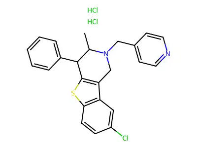 (1)Benzothieno(3,2-c)pyridine, 1,2,3,4-tetrahydro-8-chloro-3-methyl-4-phenyl-2-(4-pyridinylmethyl)-, dihydrochloride structure