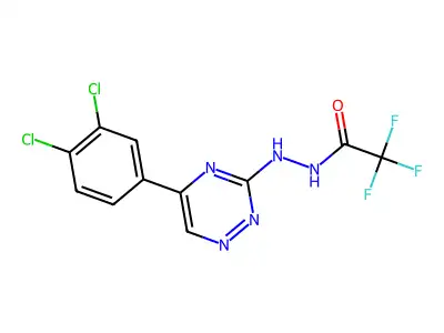 Acetic acid, trifluoro-, 2-(5-(3,4-dichlorophenyl)-1,2,4-triazin-3-yl)hydrazide structure