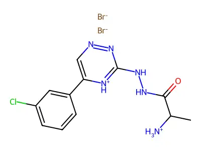 Alanine, 2-(5-(3-chlorophenyl)-3-as-triazinyl)hydrazide, dihydrobromide, hydrate structure