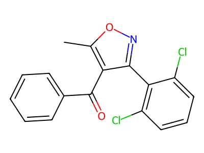 Methanone, (3-(2,6-dichlorophenyl)-5-methyl-4-isoxazolyl)phenyl- structure