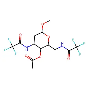 [6-methoxy-4-[(2,2,2-trifluoroacetyl)amino]-2-[[(2,2,2-trifluoroacetyl)amino]methyl]oxan-3-yl] acetate structure