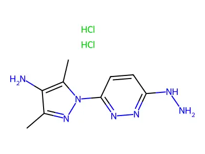 3(2H)-Pyridazinone, 6-(4-amino-3,5-dimethyl-1H-pyrazol-1-yl)-, hydrazone, dihydrochloride structure