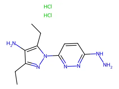 3(2H)-Pyridazinone, 6-(4-amino-3,5-diethyl-1H-pyrazol-1-yl)-, hydrazone, dihydrochloride structure