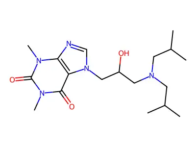 7-[beta-Hydroxy-gamma-(diisobutylamino)propyl]theophyline structure