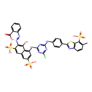 2-[2-[8-[[4-Chloro-6-[[4-(6-methyl-7-sulfo-2-benzothiazolyl)phenyl]amino]-1,3,5-triazin-2-yl]amino]-1-hydroxy-3,6-disulfo-2-naphthalenyl]diazenyl]benzoic acid structure