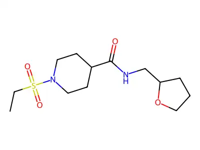 1-(ethylsulfonyl)-N-(tetrahydrofuran-2-ylmethyl)piperidine-4-carboxamide structure