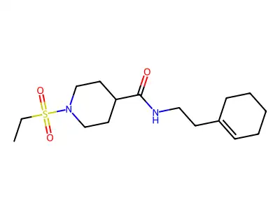 N-[2-(cyclohexen-1-yl)ethyl]-1-ethylsulfonylpiperidine-4-carboxamide structure