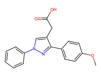 2-[3-(4-methoxyphenyl)-1-phenyl-1H-pyrazol-4-yl]acetic acid structure