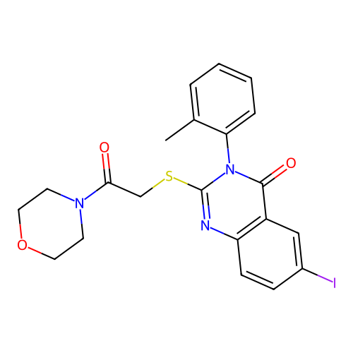 6-iodo-2-((2-morpholino-2-oxoethyl)thio)-3-(o-tolyl)quinazolin-4(3H)-one structure