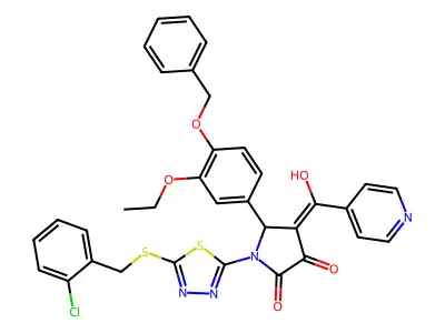 5-[4-(Benzyloxy)-3-ethoxyphenyl]-1-(5-{[(2-chlorophenyl)methyl]sulfanyl}-1,3,4-thiadiazol-2-yl)-4-[hydroxy(pyridin-4-yl)methylidene]pyrrolidine-2,3-dione structure