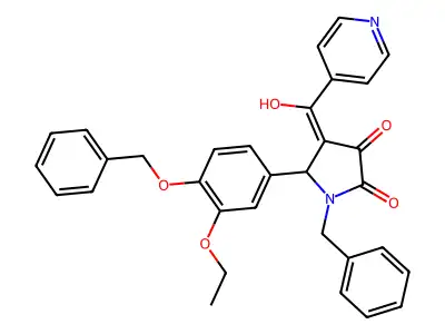 1-Benzyl-5-[4-(benzyloxy)-3-ethoxyphenyl]-4-[hydroxy(pyridin-4-yl)methylidene]pyrrolidine-2,3-dione structure