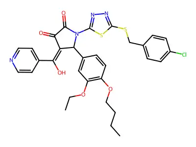 5-(4-Butoxy-3-ethoxyphenyl)-1-(5-{[(4-chlorophenyl)methyl]sulfanyl}-1,3,4-thiadiazol-2-yl)-4-[hydroxy(pyridin-4-yl)methylidene]pyrrolidine-2,3-dione structure