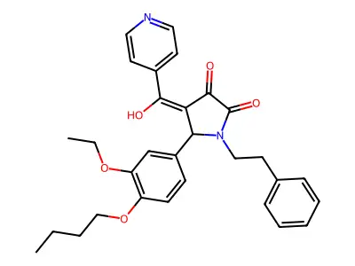 5-(4-Butoxy-3-ethoxyphenyl)-4-[hydroxy(pyridin-4-yl)methylidene]-1-(2-phenylethyl)pyrrolidine-2,3-dione structure
