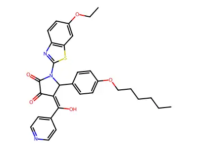 1-(6-ETHOXY-1,3-BENZOTHIAZOL-2-YL)-5-[4-(HEXYLOXY)PHENYL]-4-[HYDROXY(PYRIDIN-4-YL)METHYLIDENE]PYRROLIDINE-2,3-DIONE structure