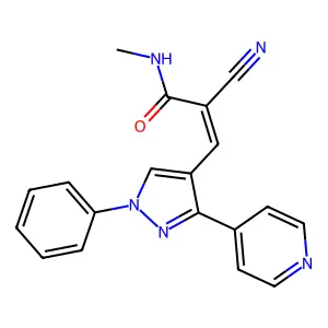 2-Cyano-N-methyl-3-[1-phenyl-3-(pyridin-4-yl)-1H-pyrazol-4-yl]prop-2-enamide structure