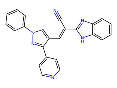 2-(1H-Benzimidazol-2-yl)-3-[1-phenyl-3-(pyridin-4-yl)-1H-pyrazol-4-yl]prop-2-enenitrile structure