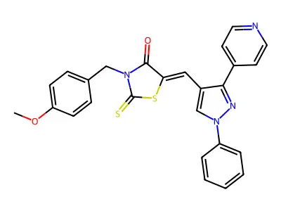 3-[(4-Methoxyphenyl)methyl]-5-{[1-phenyl-3-(pyridin-4-yl)-1H-pyrazol-4-yl]methylidene}-2-sulfanylidene-1,3-thiazolidin-4-one structure