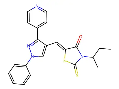 3-(Butan-2-yl)-5-{[1-phenyl-3-(pyridin-4-yl)-1H-pyrazol-4-yl]methylidene}-2-sulfanylidene-1,3-thiazolidin-4-one structure