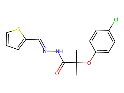 2-(4-chlorophenoxy)-2-methyl-N-(thiophen-2-ylmethylideneamino)propanamide structure